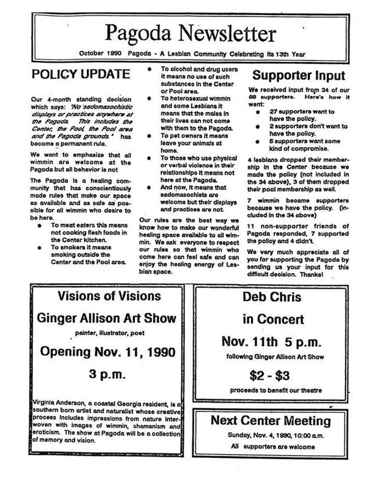 A typed newsletter first page with the first heading POLICY UPDATE