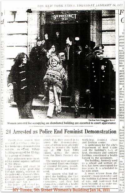 copy of new york times article on January 14 1971 titled 24 arrested as police end feminist demonstration