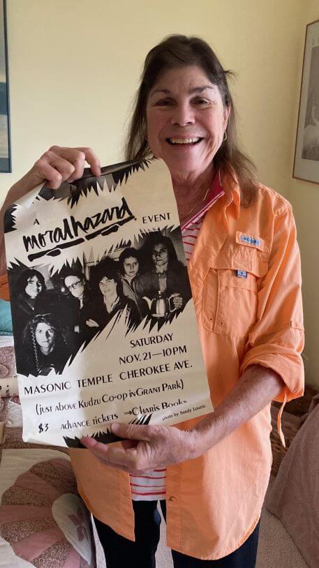 J B Sapp holds moral hazard poster