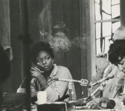 Mandy Carter listening to another panel speaker