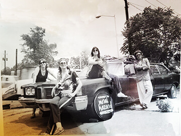 Jaen Black, K C Wildmoon, J B Sapp, and Jan Gibson of Moral Hazard on a limousine