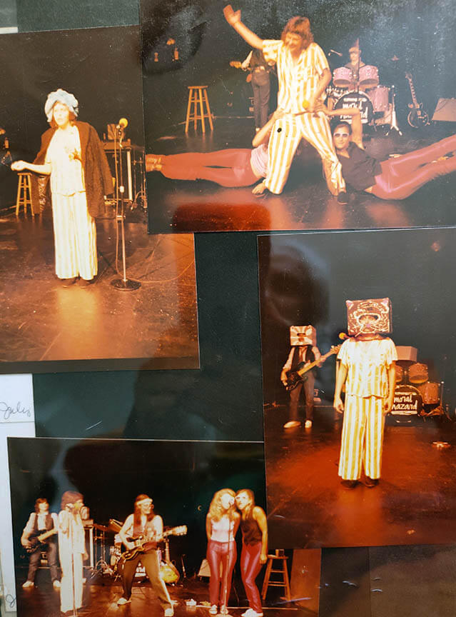 photo collage of Jan Gibson and the band from Signals from Sheba performance