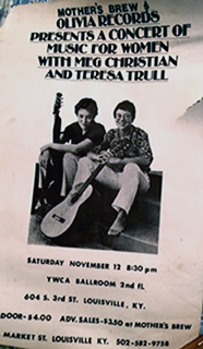 Two women musicians seated with guitars in concert poster.