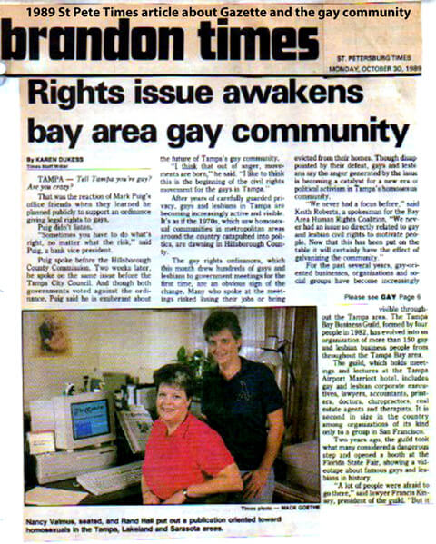 News clipping is headlined rights issue awakens bay area gay community